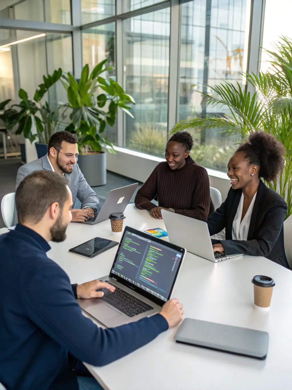 A vibrant image of a diverse group of Indian entrepreneurs collaborating in a modern office space, symbolizing the collective growth and innovation in small businesses.
