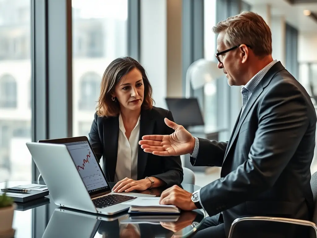 A consultant discussing business profit strategies with a client, focusing on revenue management and business growth.